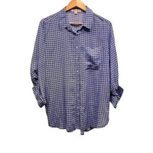 Grand and Greene Womens Blue Long Sleeve Collared Button Front Shirts Size M